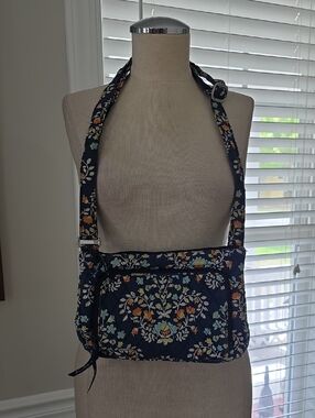 Vera Bradley Navy Floral Quilted Crossbody Bag - Adjustable Strap